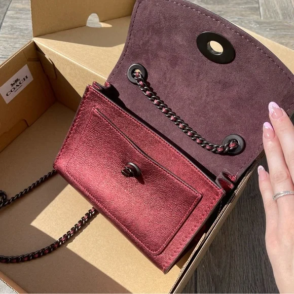 Coach Parker Handbag in Metallic Red Leather
